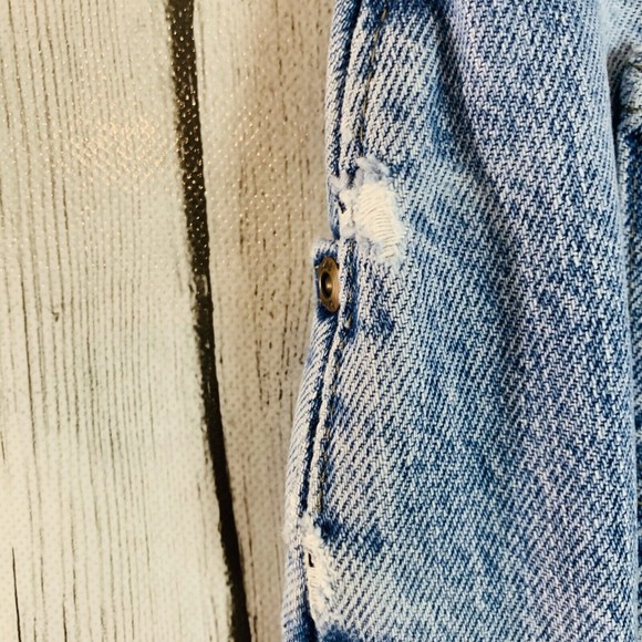 Womens Lee Original Distressed High Rise Mom Medium Wash Denim Blue Jeans 14 Med - Picture 9 of 12